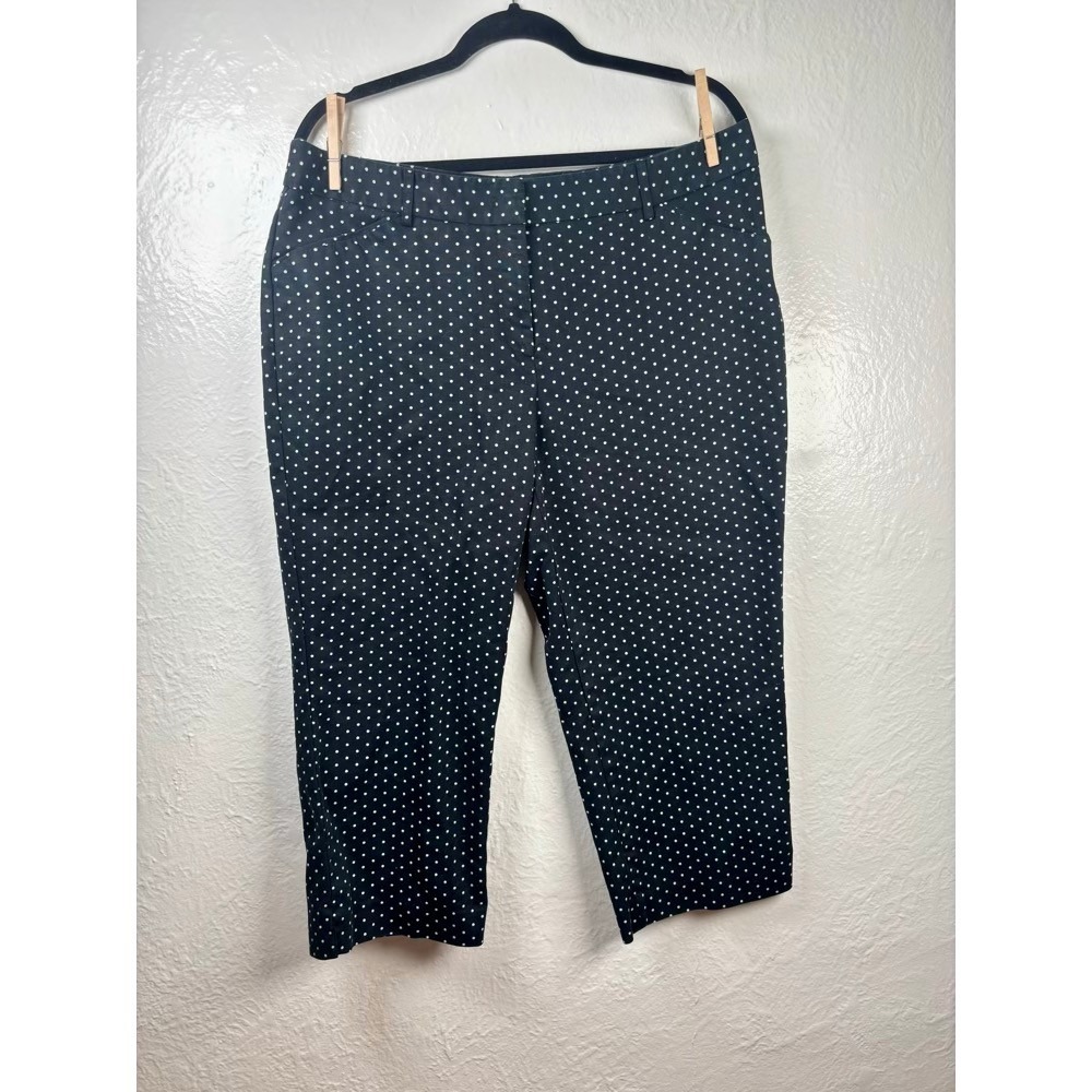 Polka Dot Capri Cropped Pants 16 Black White Stretch Pinup Rockabilly Office Mod